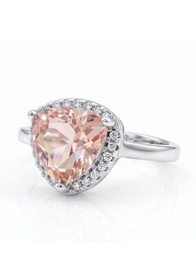 Blush Pink Trillion Ring, Charmed Aroma 925 Sterling Silver
